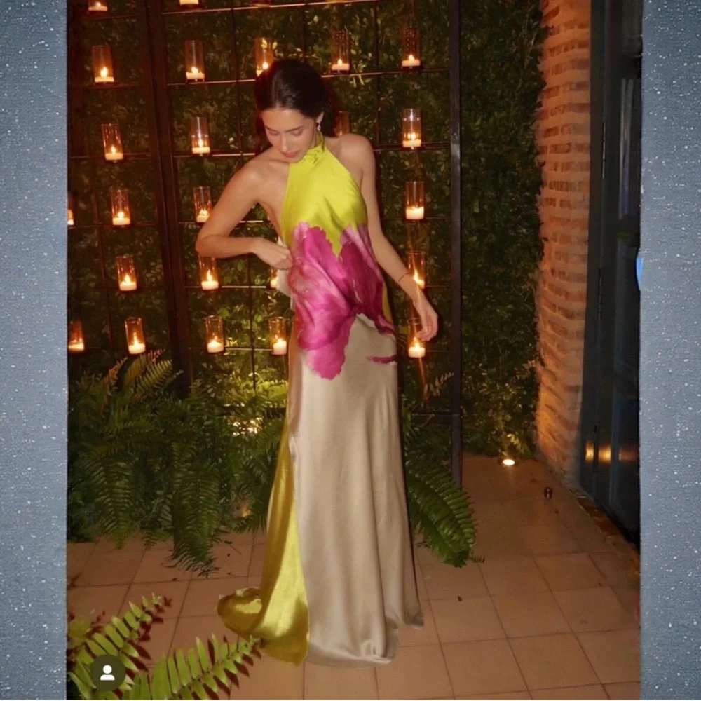 Silvia Tcherassi Chartreuse ‘Sherry’ Silk Gown - Picture 7 of 17